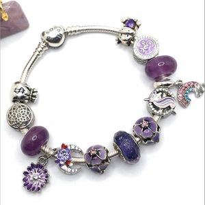 Authentic Pandora Bracelet With Mix 925 Charms ‘Crown Chakra& Unicorns’ Pls Read